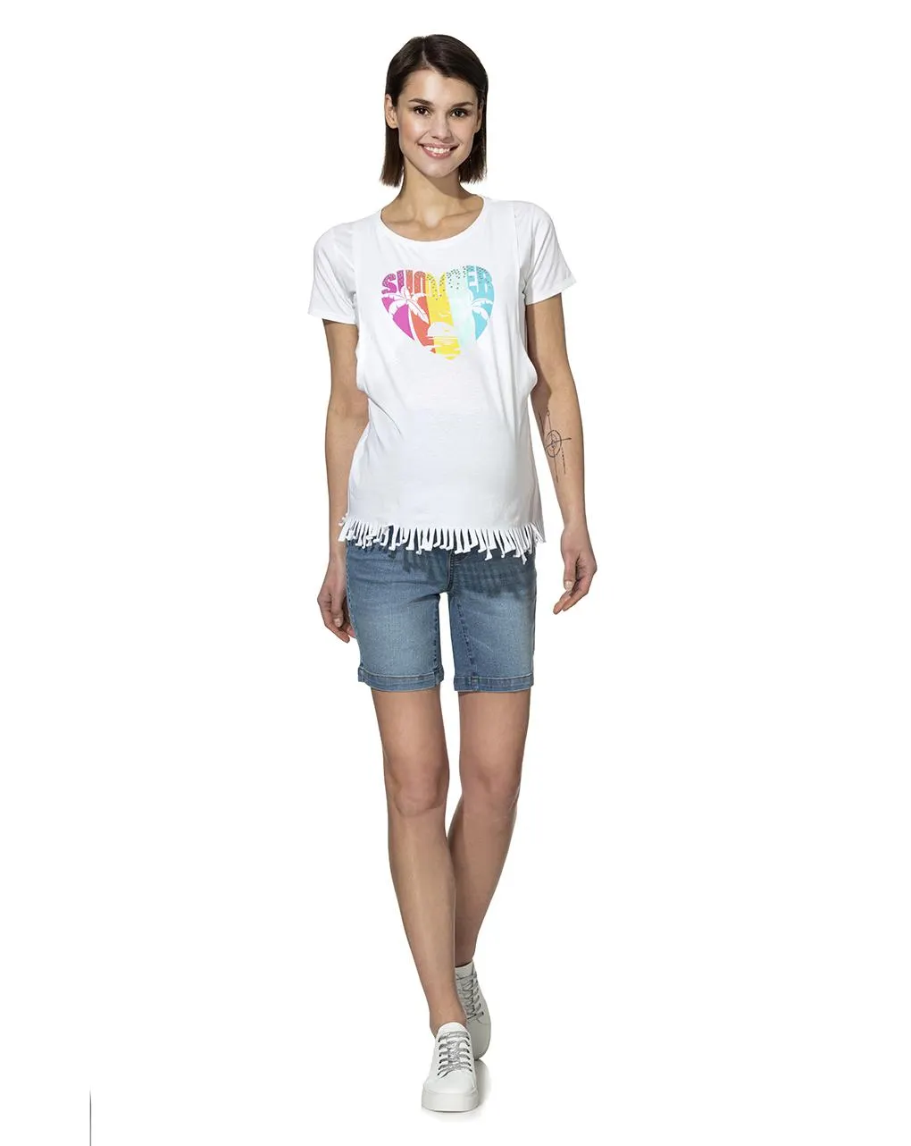 Γυναικείο τζιν σορτσάκι εγκυμοσύνης μπλε