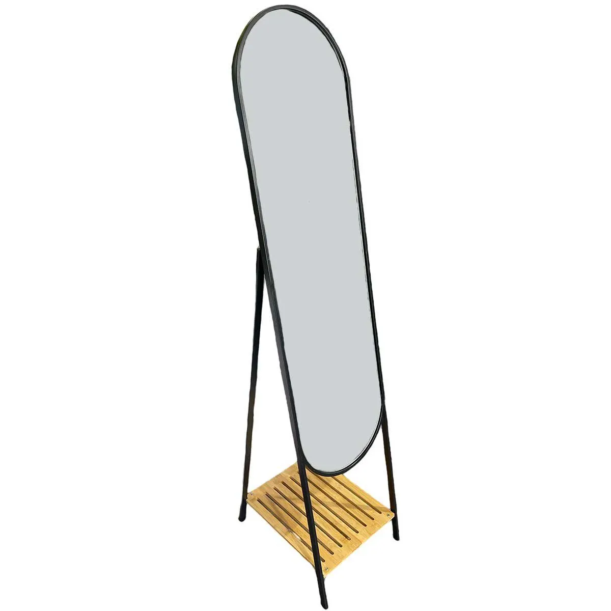 Mirror Freestanding Black with shelf