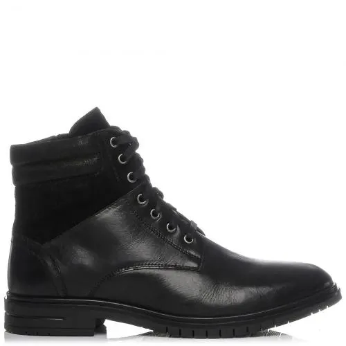Ανδρικό μαύρο δερμάτινο μποτάκι MD9512-M14