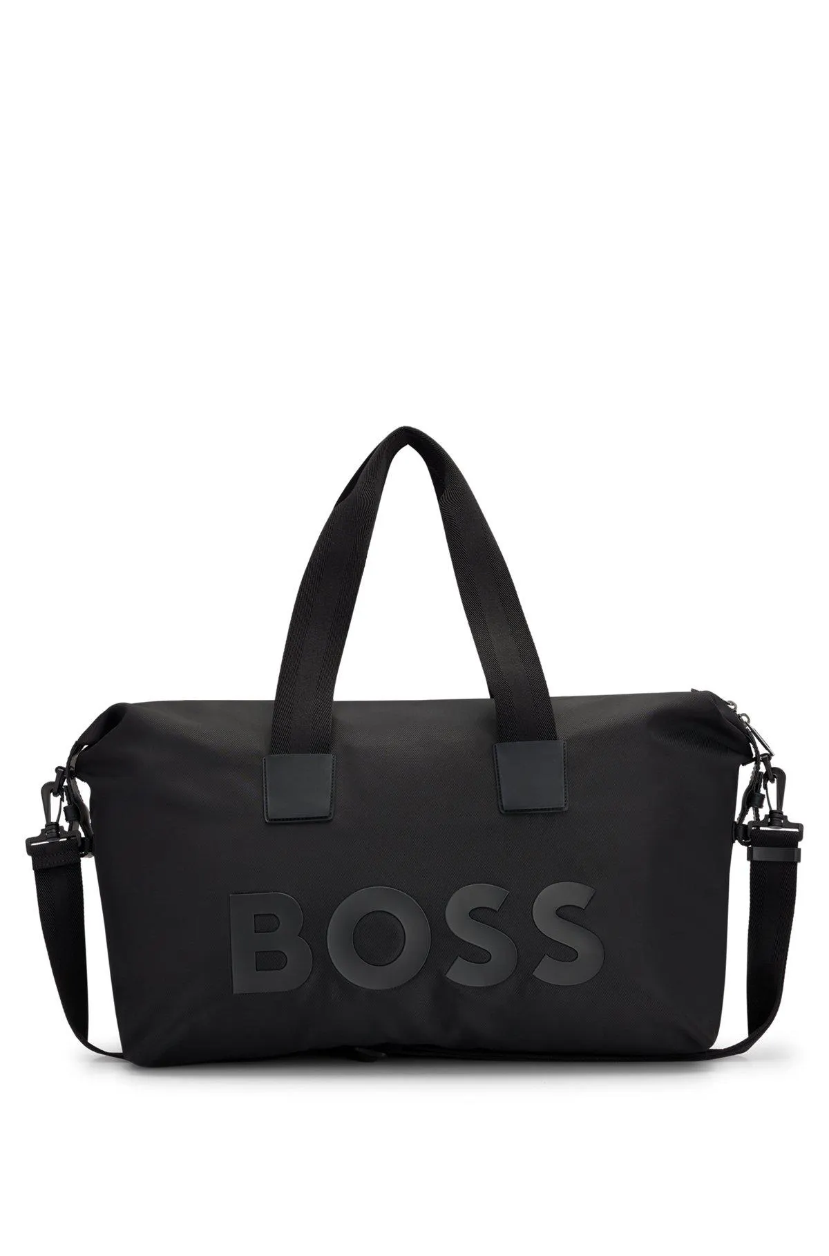 Zip-up holdall in recycled fabric with large logo