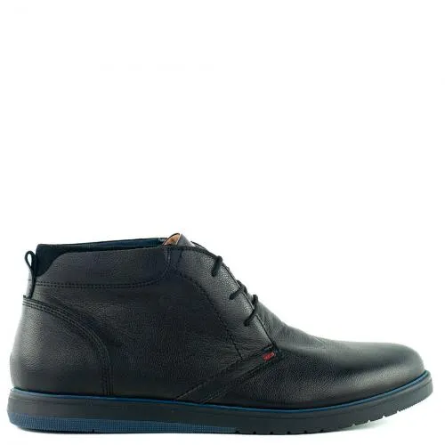 Μαύρο ανδρικό δερμάτινο μποτάκι RB2181-M14