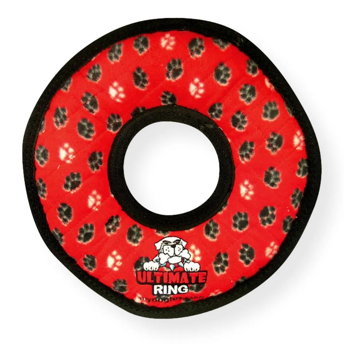 Tuffy Ultimate Ring Red Paws Dog Toy