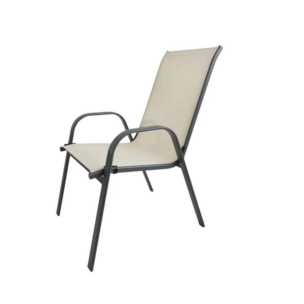 Πολυθρόνα τραπεζαρίας κήπου - βεράντας SANTIAGO 57x63x96εκ. Λευκό Μεταλλικός σκελετος