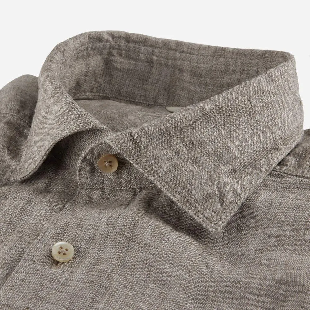 Slimline Linen Shirt - Beige