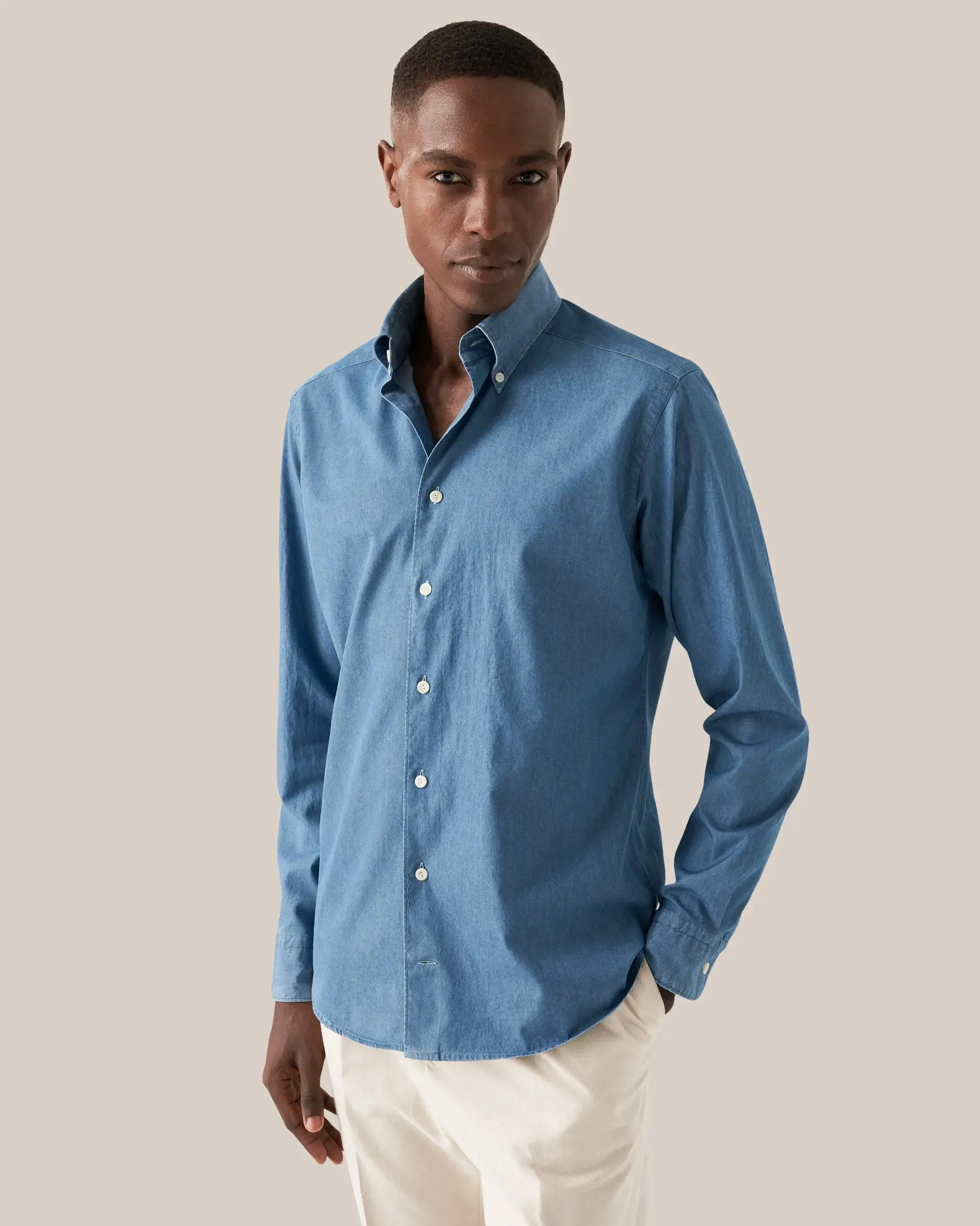 Mid Blue Lightweight Denim Shirt – Button Down