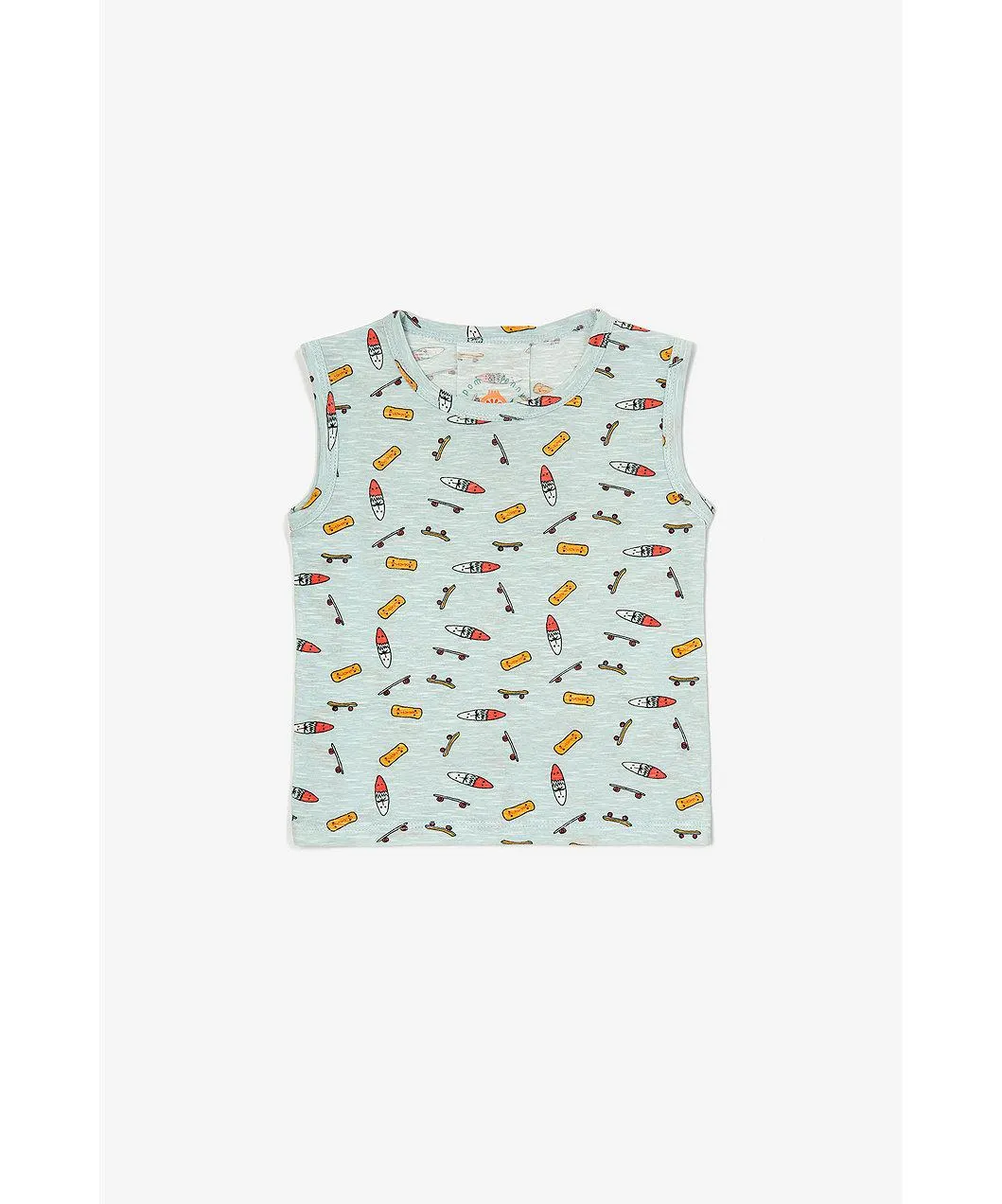 Pom & Jenny Γαλάζια αμάνικη μπλούζα με skateboards