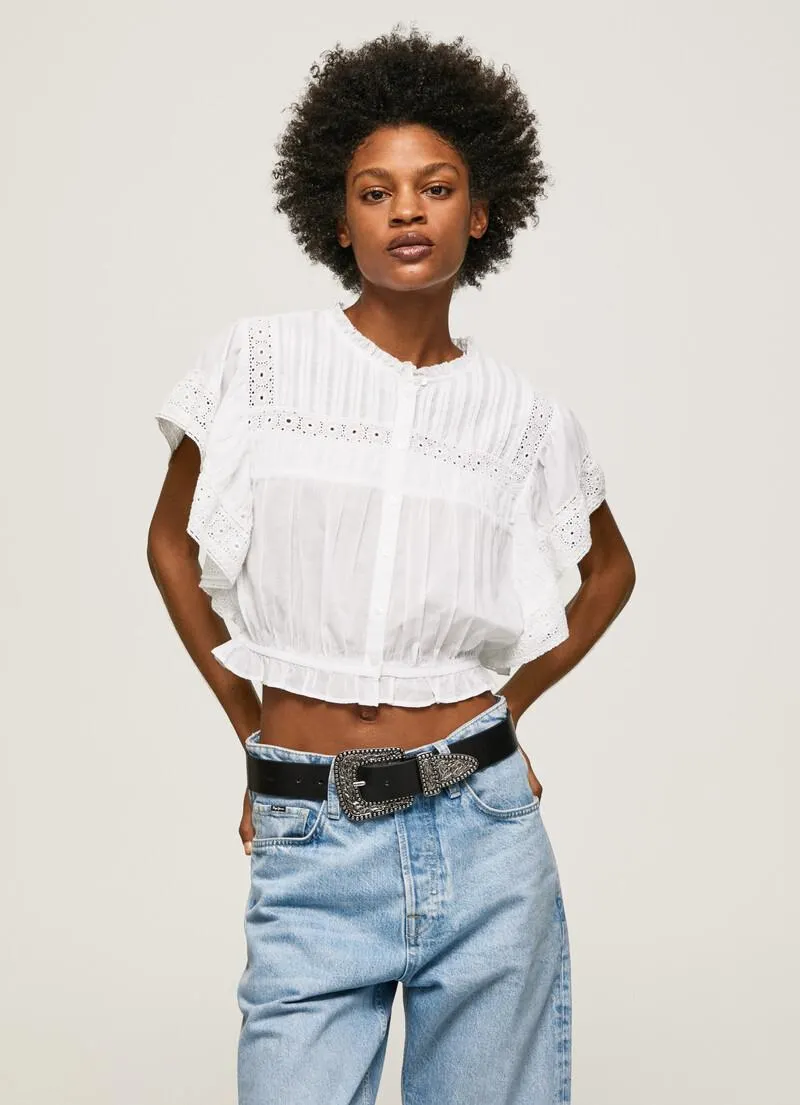 BLUSA ALGODÓN DETALLES CALADOS