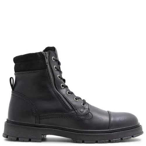 Μαύρο δερμάτινο ανδρικό μποτάκι CALESETH 00066705-M14