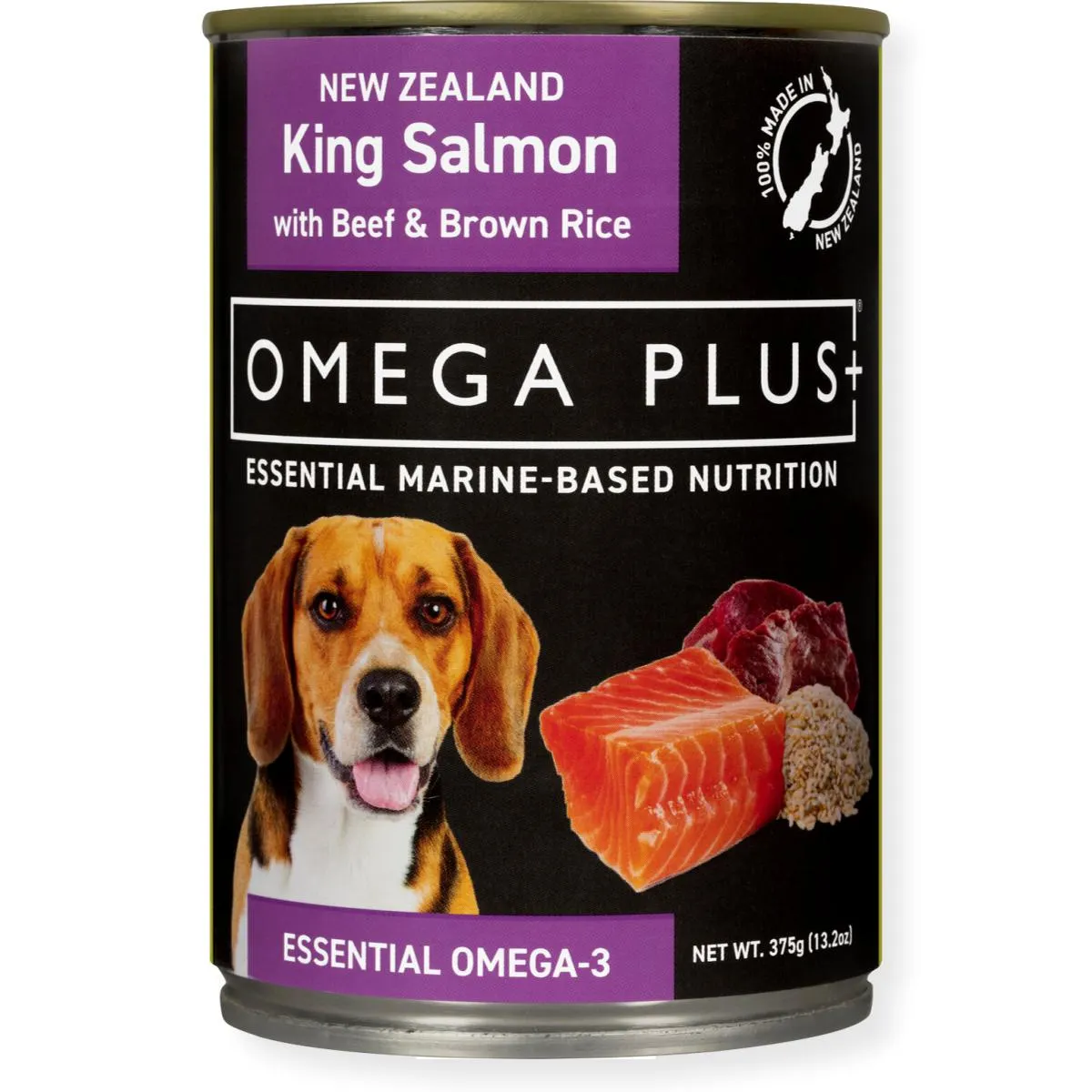Omega Plus Canned Dog Food King Salmon & Beef with Brown Rice 375g