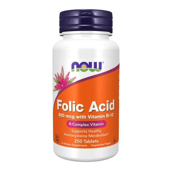 Now folsyre med vitamin B12 800 mcg 250 tabs