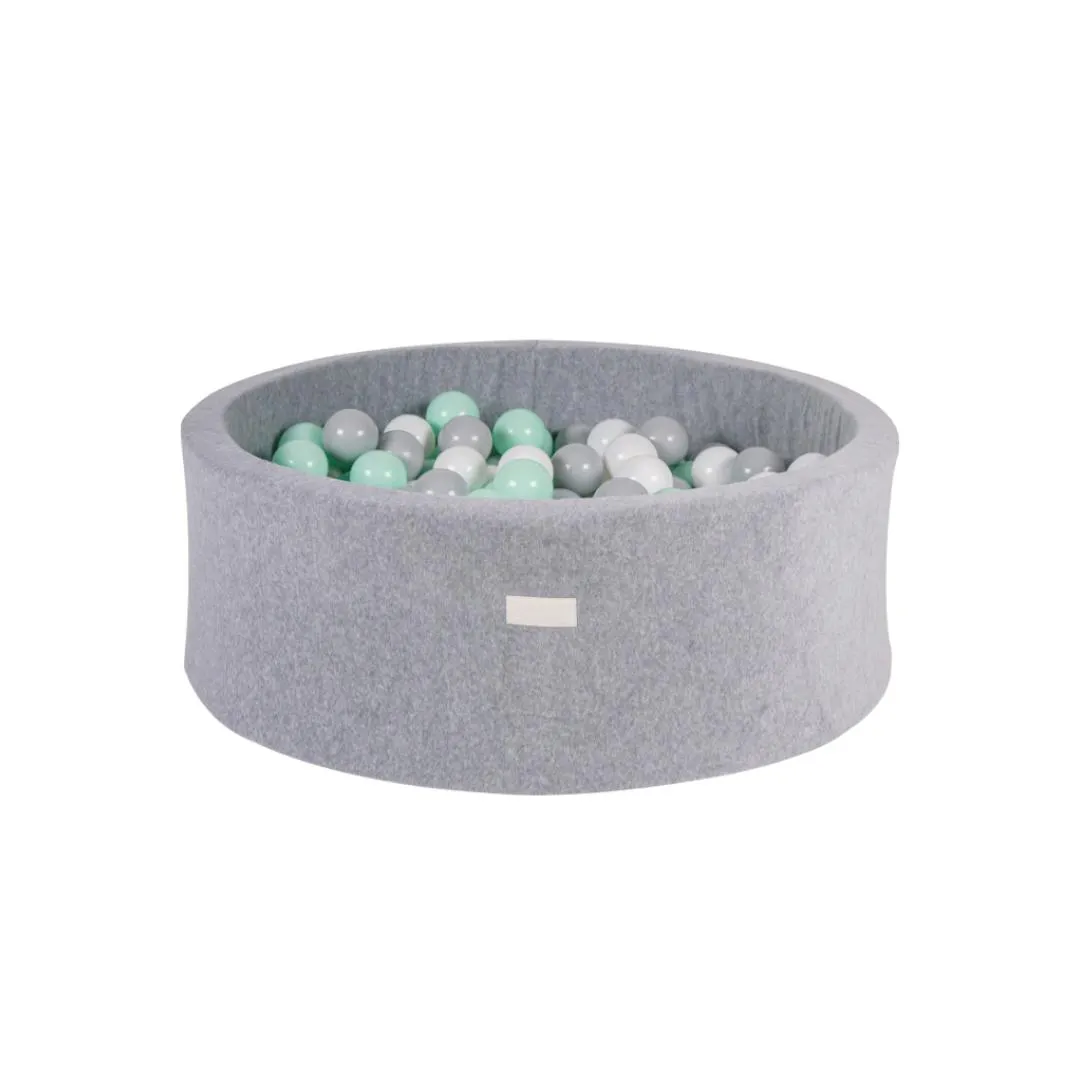 Velvet Foam Grey Ball Pit - 200 Grey, Mint and White Balls