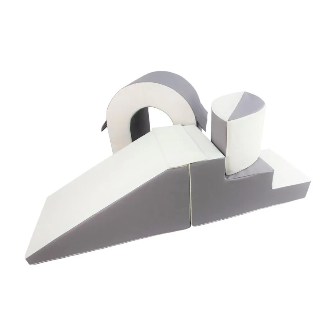 Eco Leather Step and Climb Soft Play Set - White / Grey