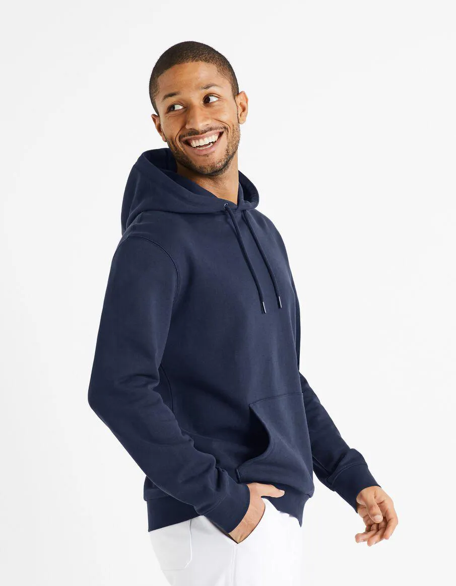Sweat à capuche 100% coton - marine