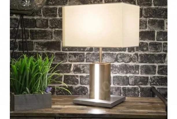 Stolní lampa Forest, LED pásek, dub, bílá