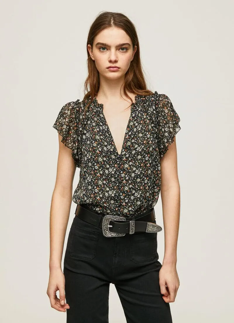 BLUSA CHIFÓN ESTAMPADO FLORES