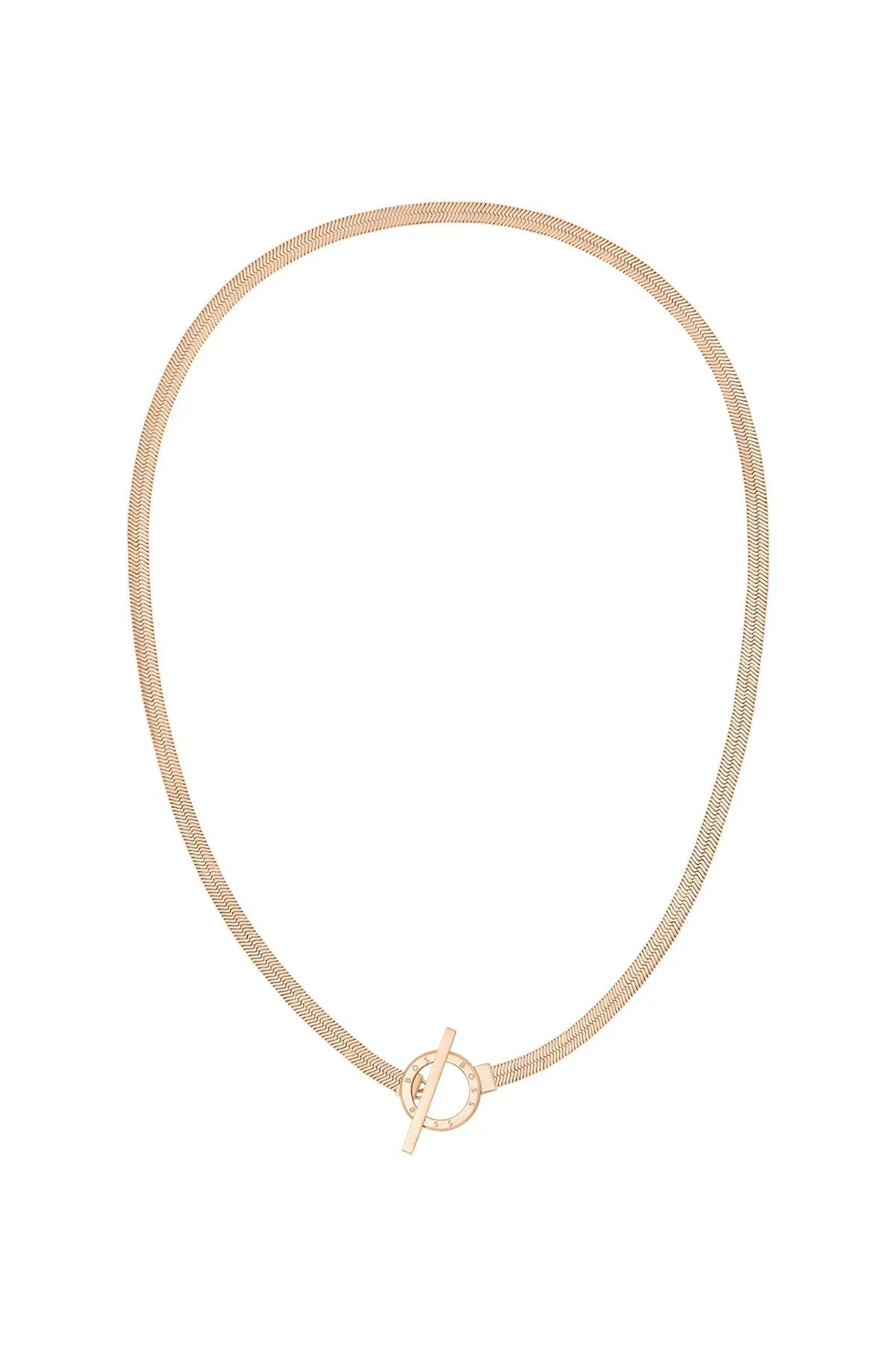 Carnation-gold-effect necklace with logo-etched ring