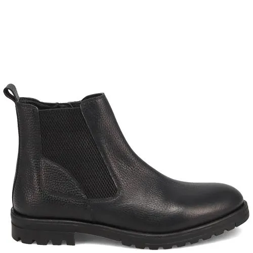 Ανδρικό μαύρο δερμάτινο μποτάκι UV0287-14