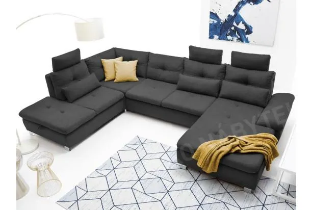 Sedací souprava Madeira 3A, tmavá šedá látka, tvar levé U