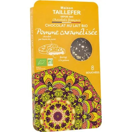 Chocolat lait fourrage pomme caramélisée bio