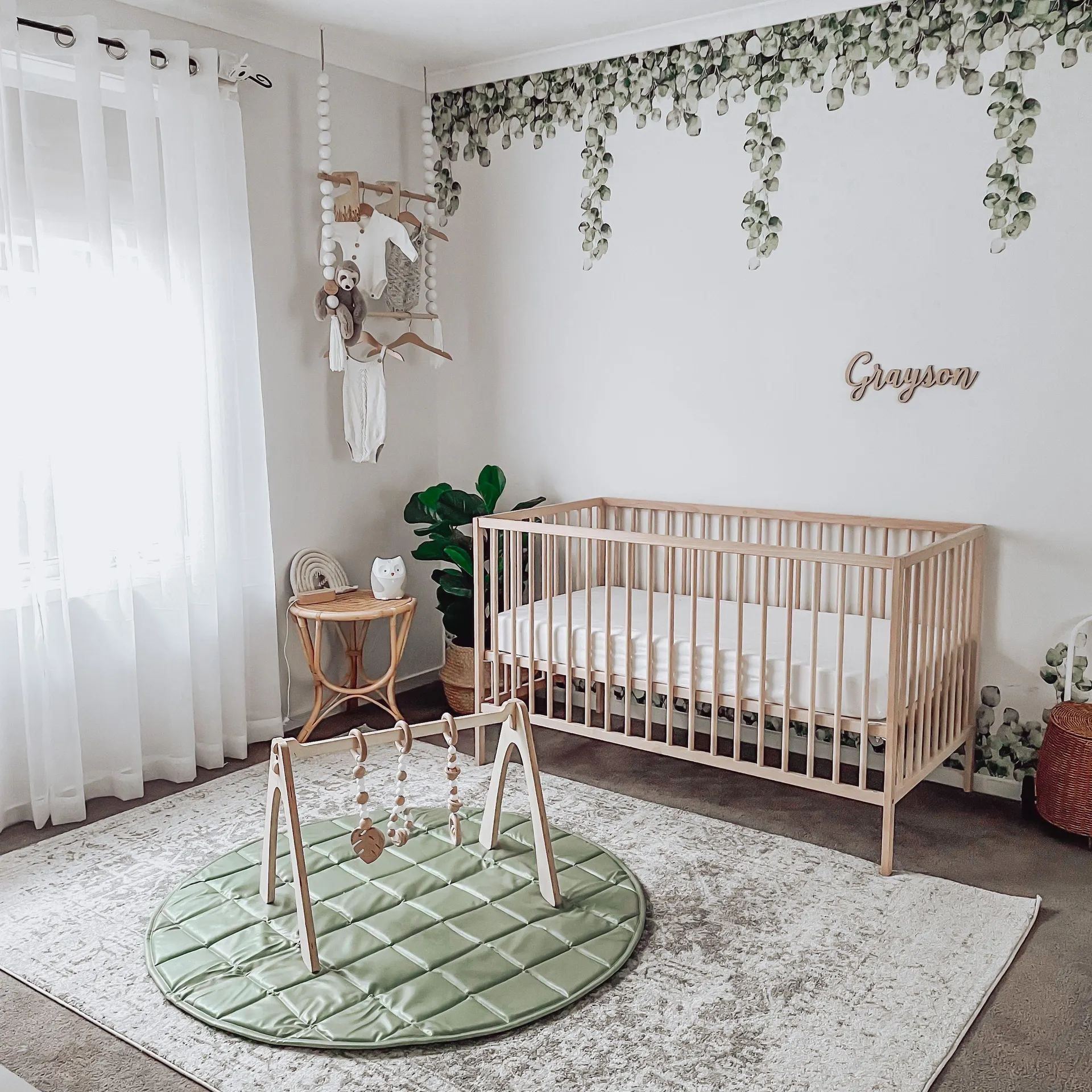 Vegan Leather Quilted Playmat Round - Sage