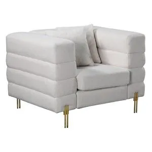 MORRIS Πολυθρόνα Σαλονιού - Καθιστικού, Ύφασμα Teddy Άσπρο