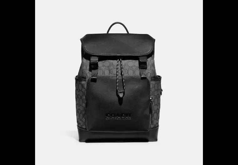 League Flap Backpack In Signature Jacquard