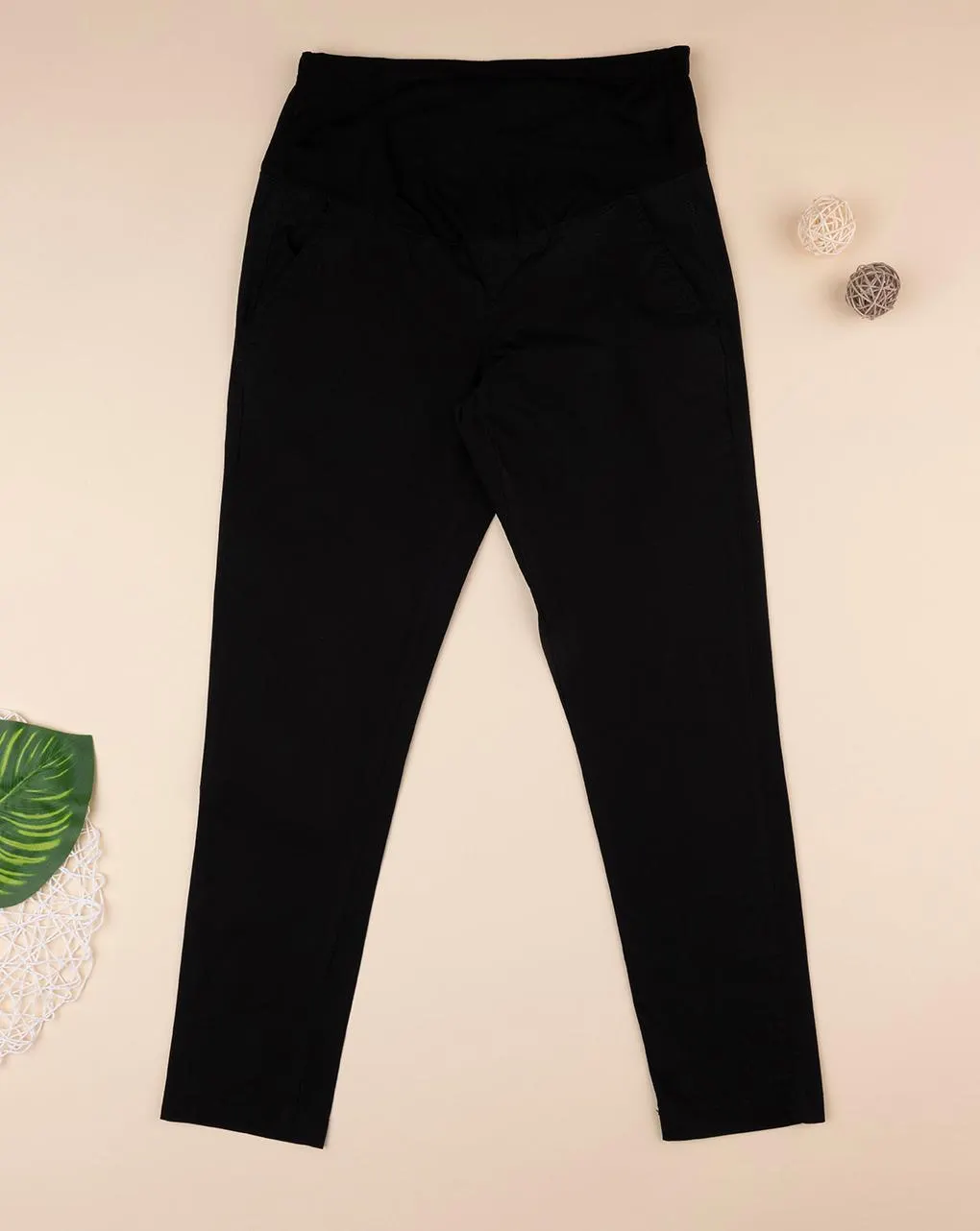 Γυναικείο παντελόνι εγκυμοσύνης μαύρο από ποπλίνα