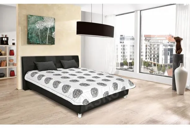 Postel Nice 180x200 cm, černá ekokůže/antracitová tkanina
