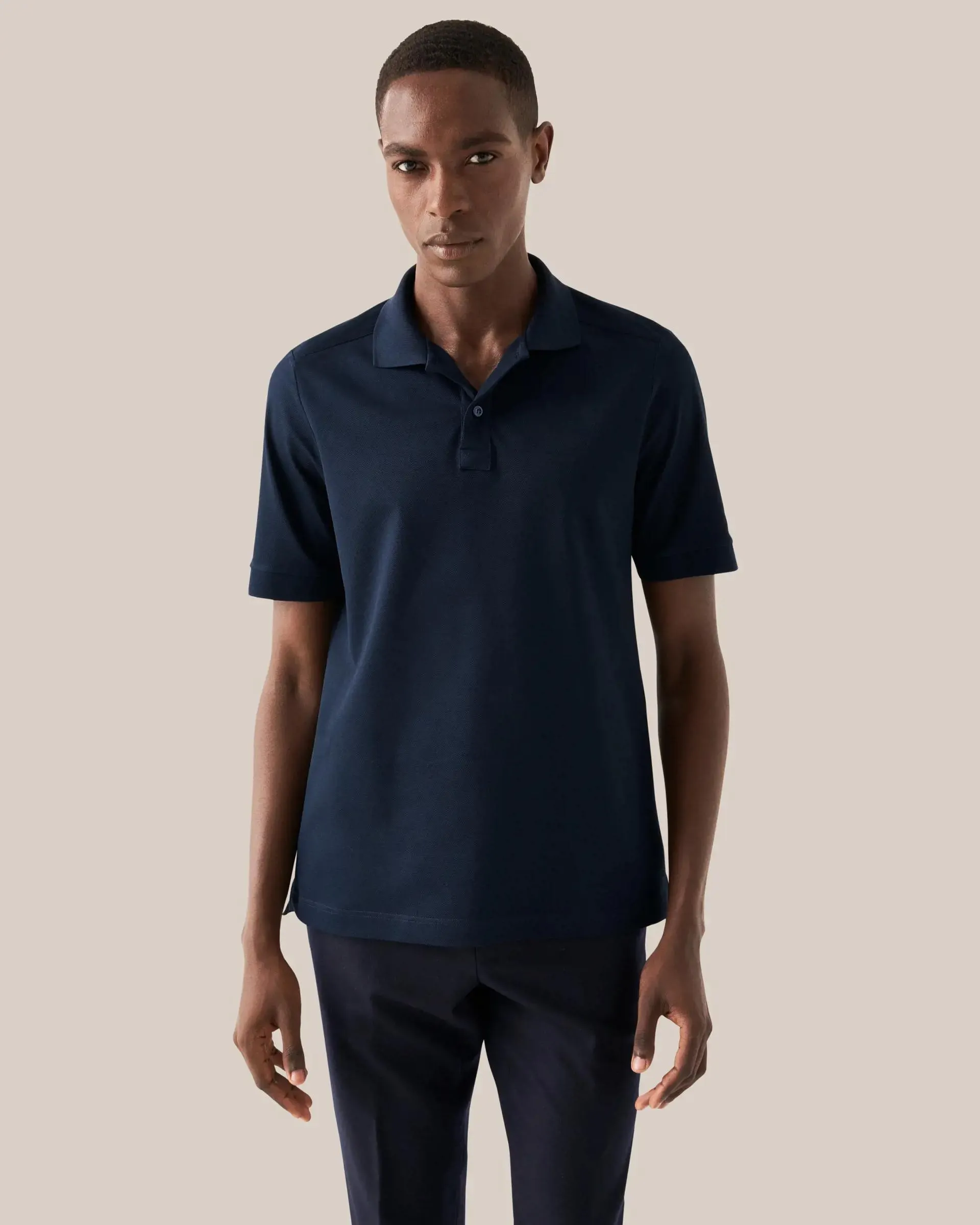 Navy Filo di Scozia Piqué Polo Shirt - Short Sleeve