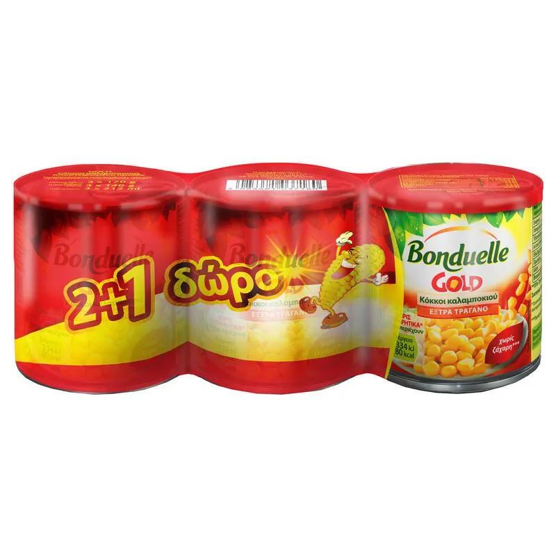 BONDUELLE Γλυκό Καλαμπόκι 175gr 2+1Δώρο