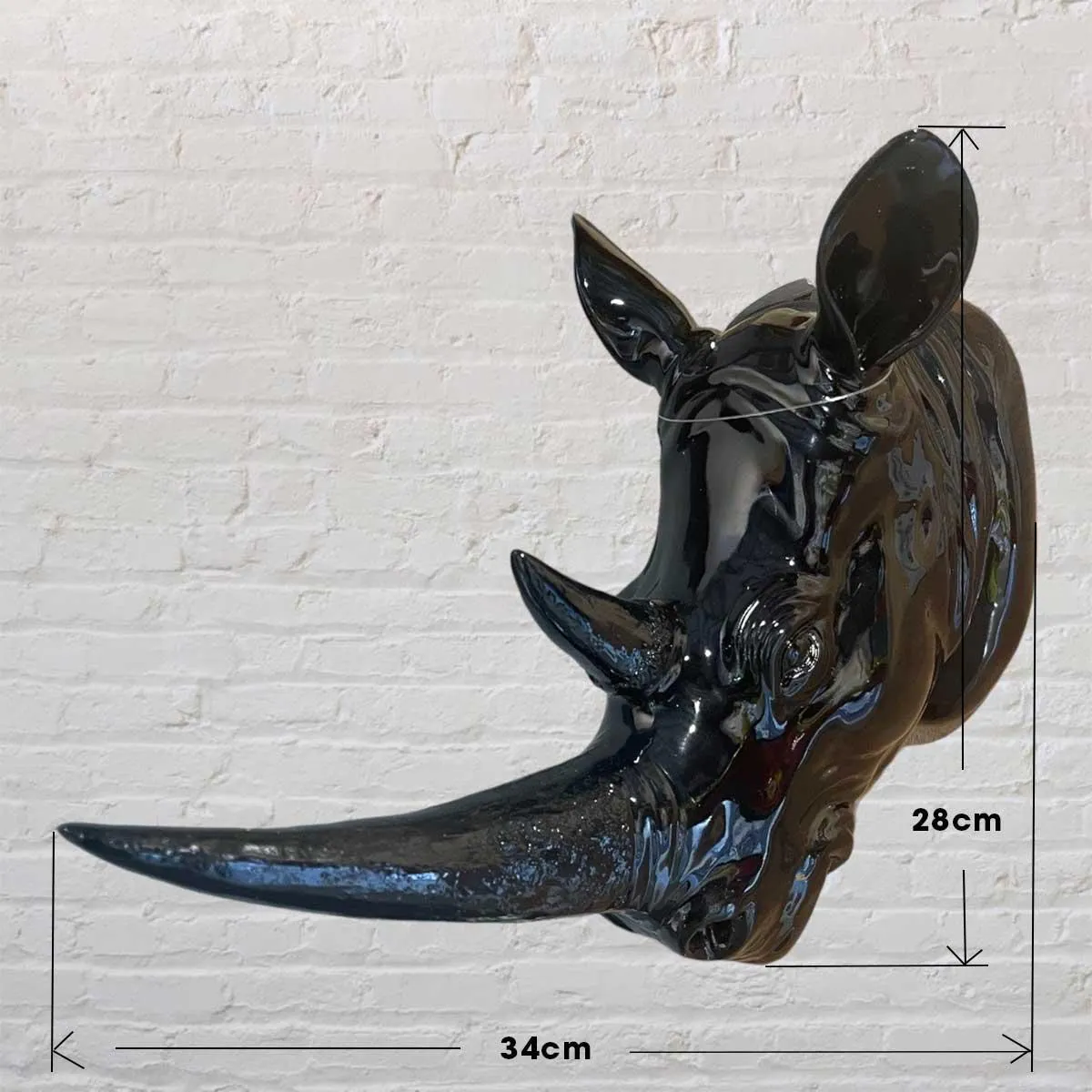 Black Rhino Head 34cm