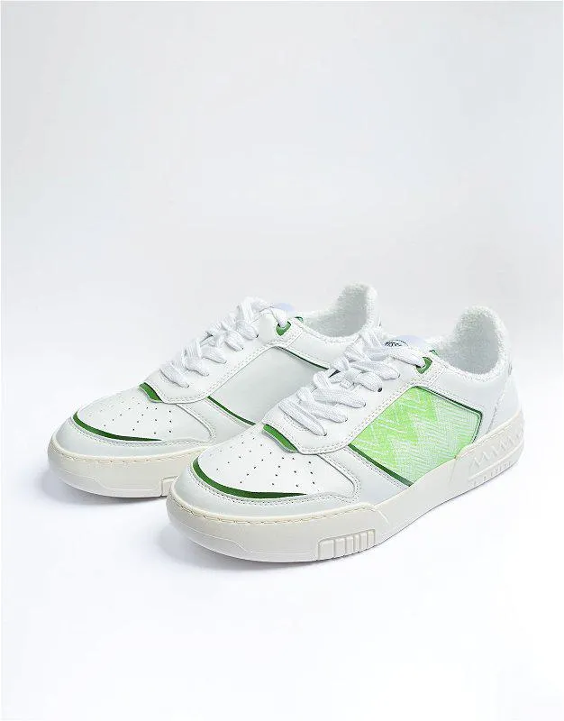 Basket New Low Shoe White + Green Detail