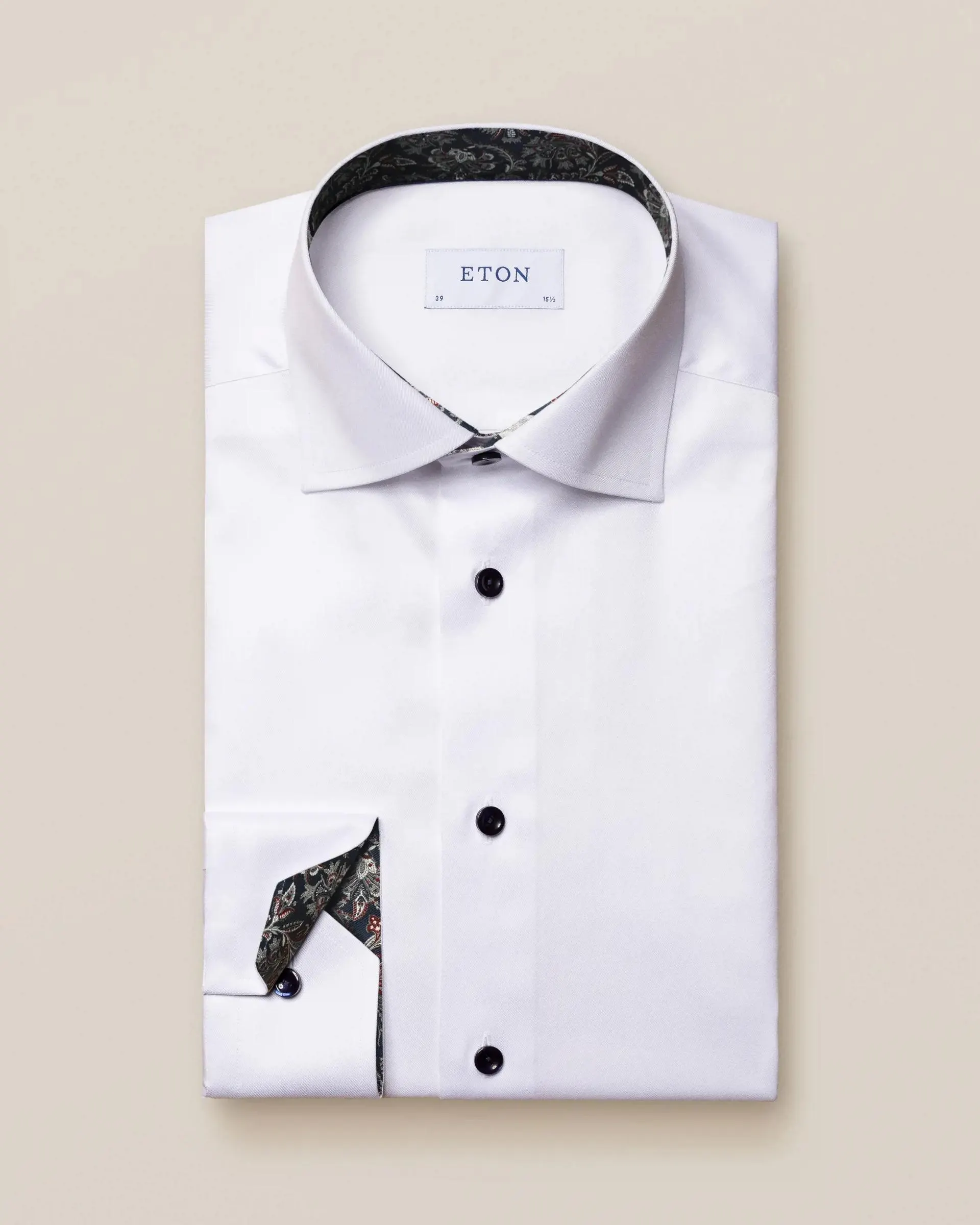 White Signature Twill Shirt - Paisley Contrast Details