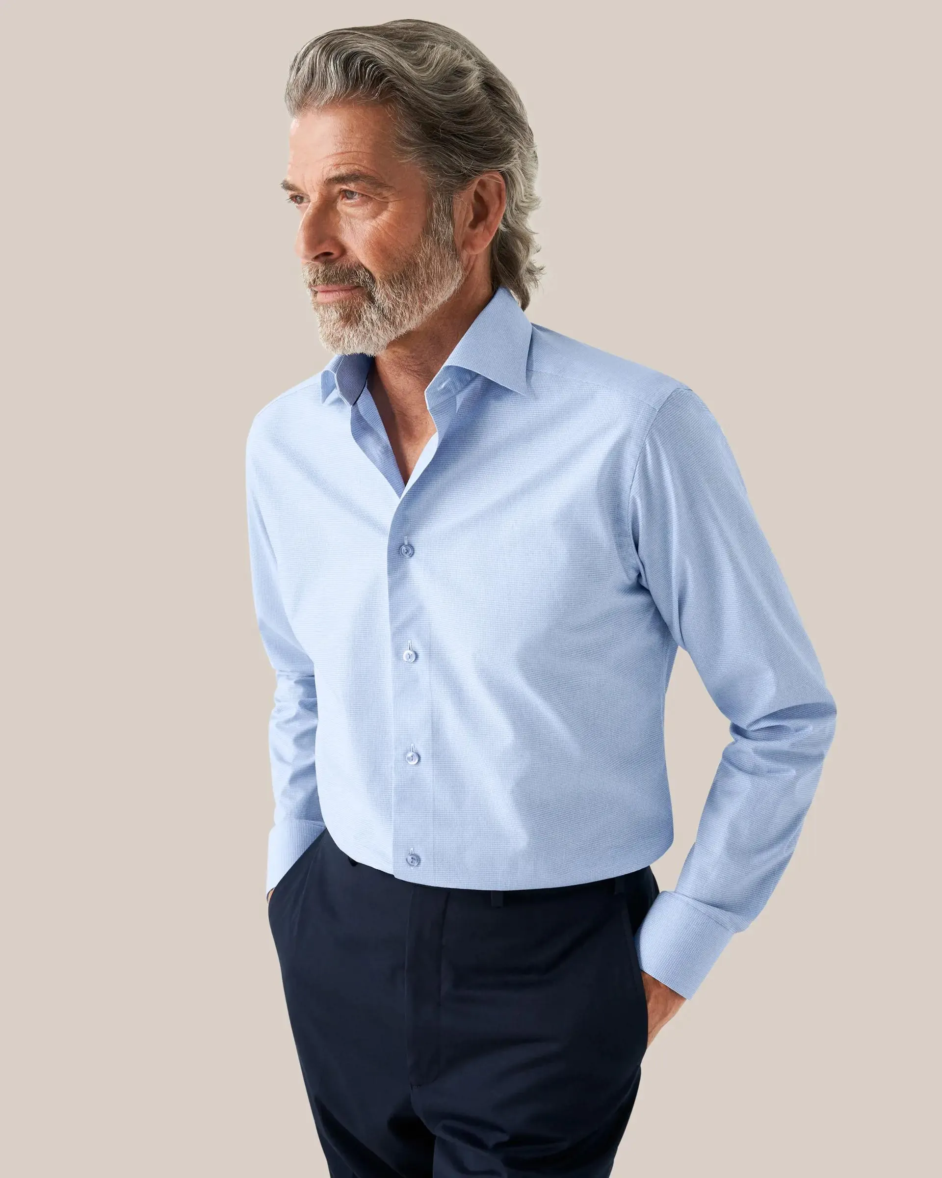 Light Blue Dobby Shirt