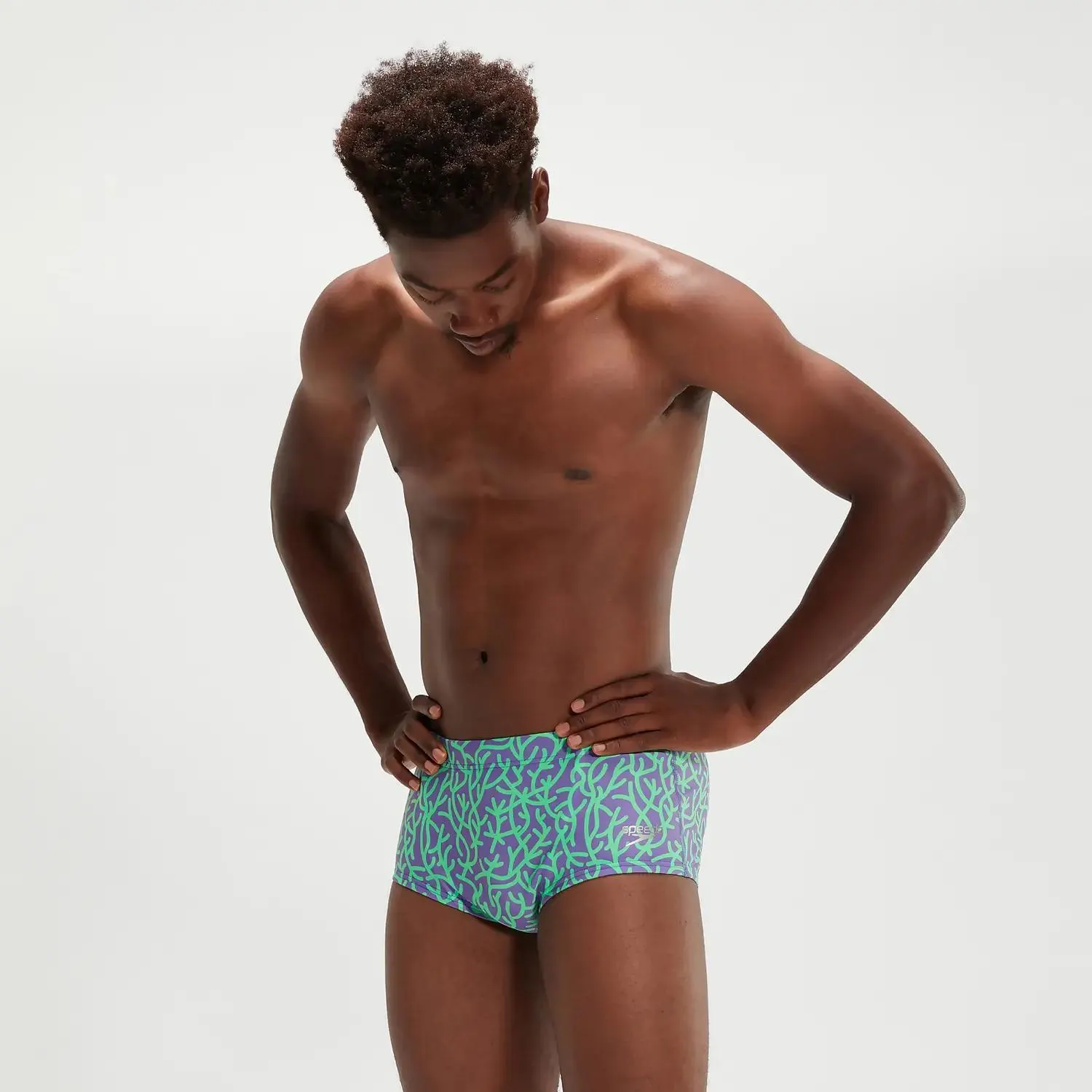 Slip de entrenamiento de 17 cm para hombre, lila/verde