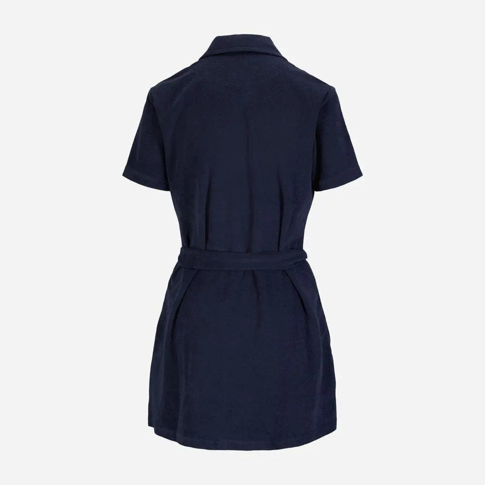 W Terry Dress W Buttons - Navy Blue
