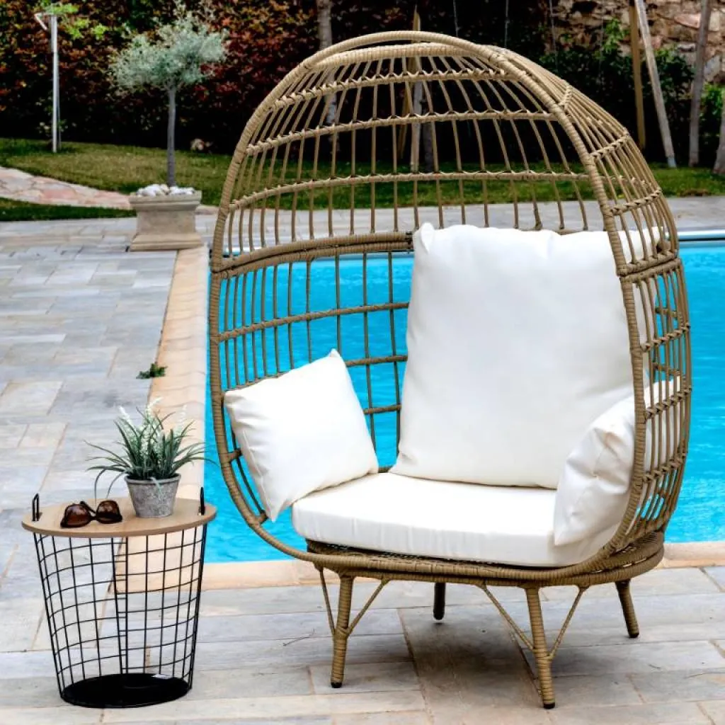 Egg chair TULA 105x80x150εκ. με μαξιλάρι Μπεζ