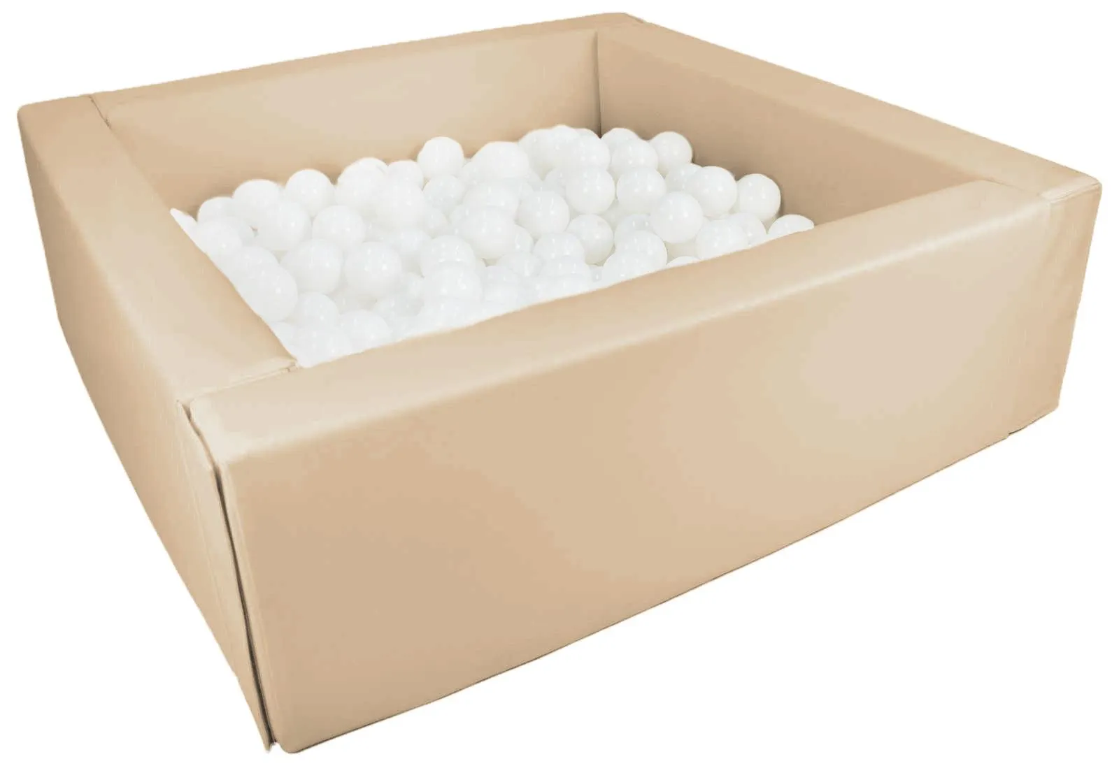 Eco Leather Beige Soft Play Ball Pit - 200 white balls