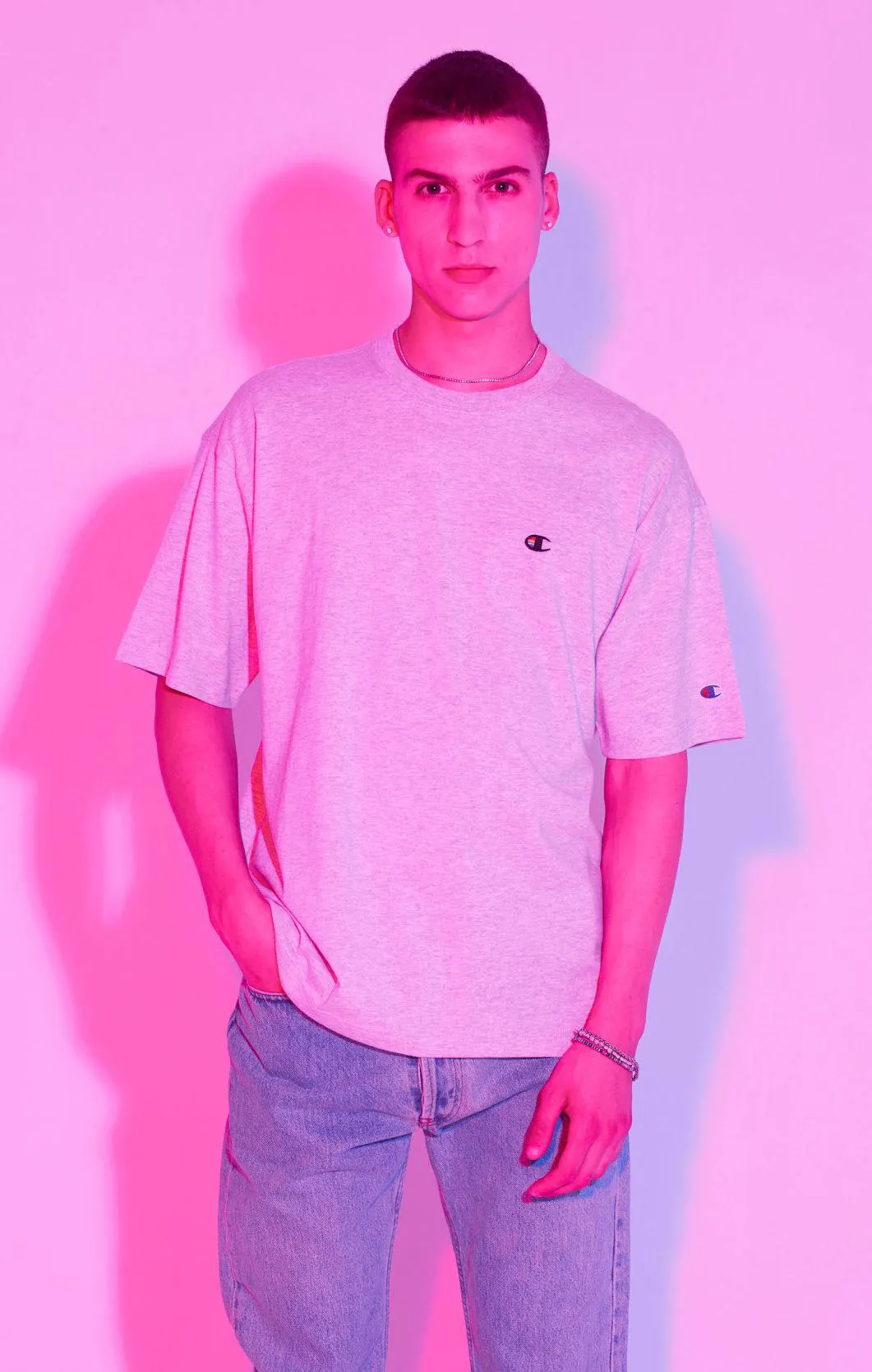 Light Grey Camiseta de algodón Champion x Pride Month