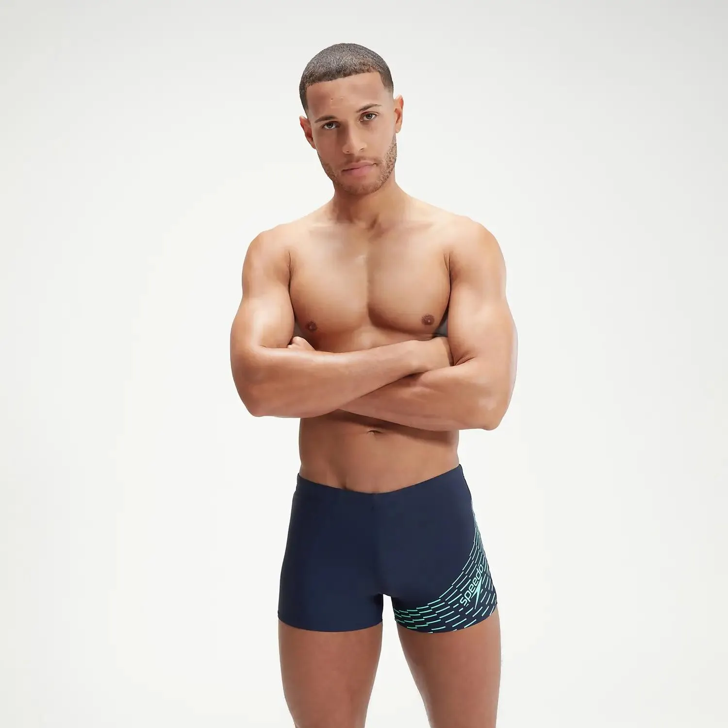 Bañador tipo bóxer Medley con logotipo para hombre, azul marino/verde