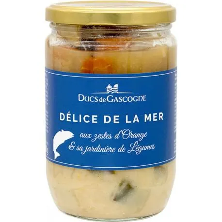 Délice de la mer aux zestes d'orange et sa jardinière de légumes