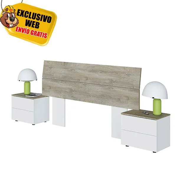 Cabecero cama y 2 Mesita Noche Oikos