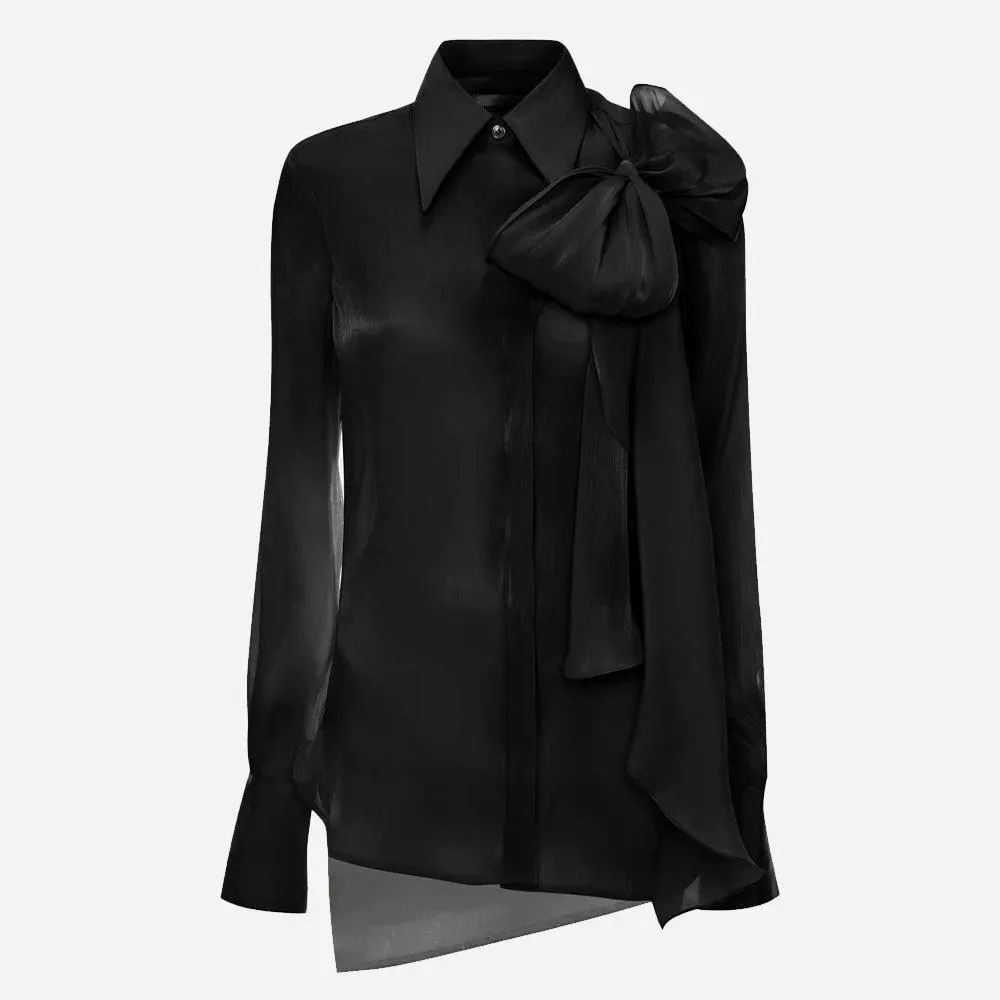 Tie Neck Blouse - Black