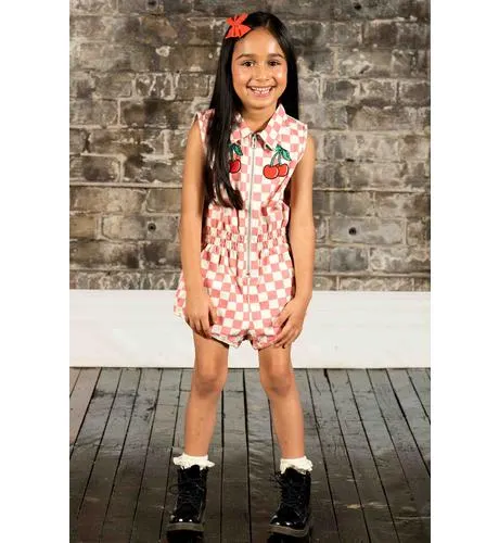 Rock Your Kid Pink Check Romper
