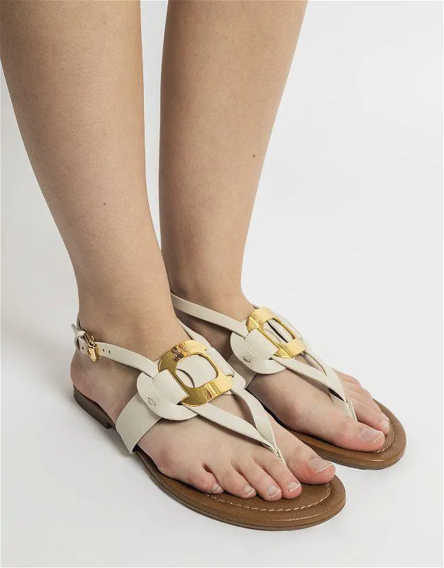 Chany Flat Sandal White