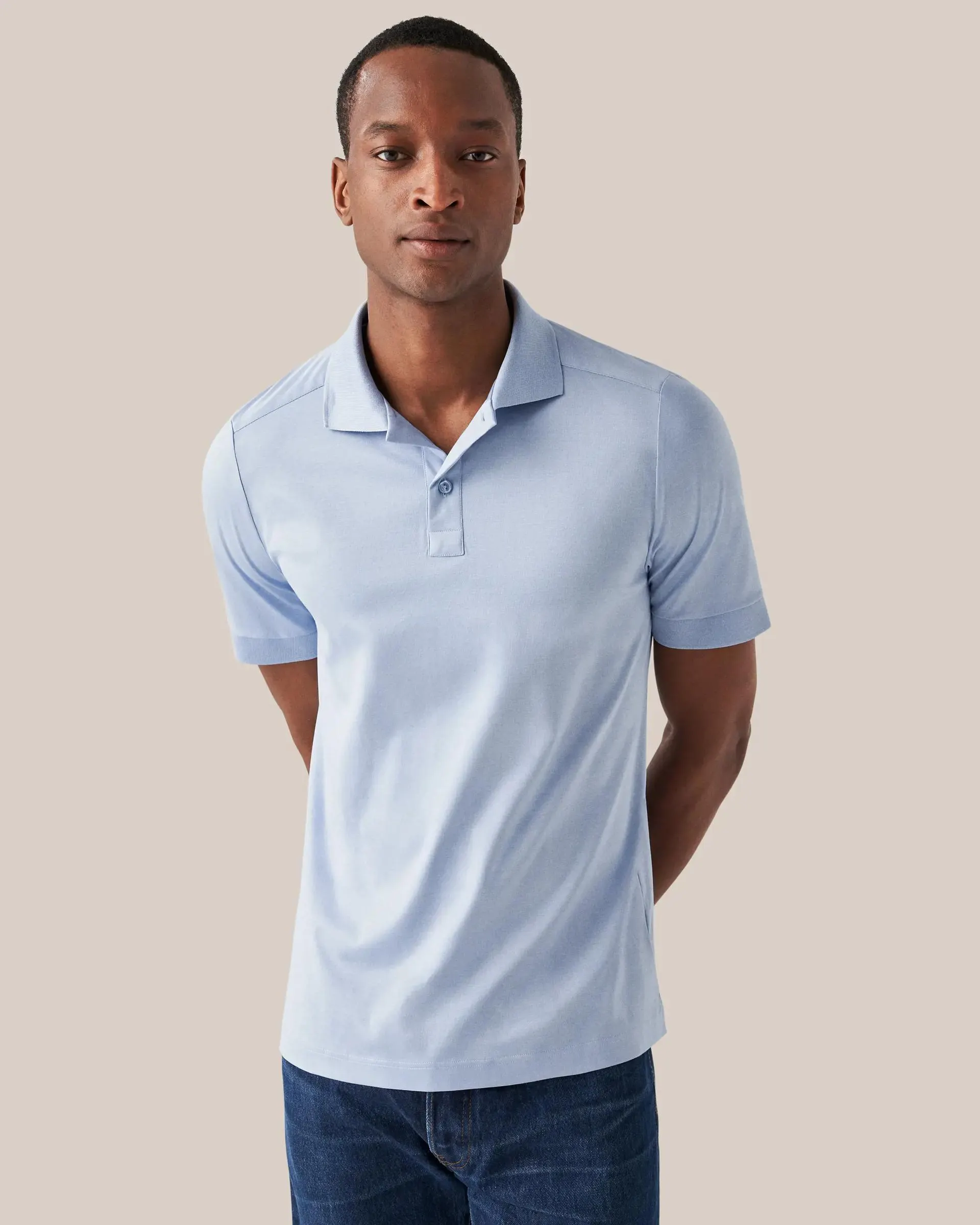 Blue Filo di Scozia Polo Shirt - Short Sleeve