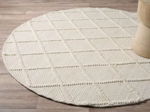 Hannah Diamond Wool Blend Floor Rug - Round