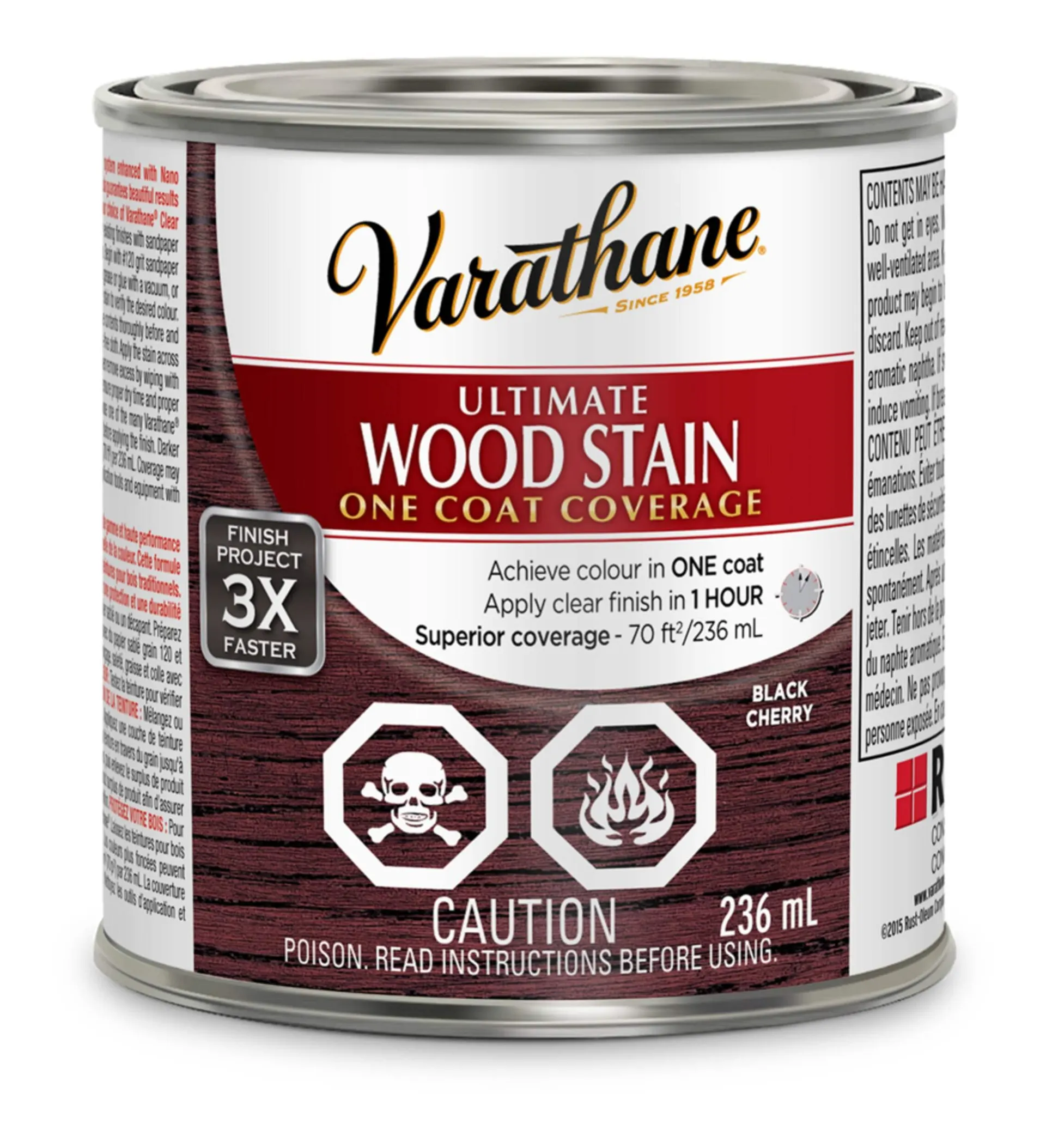 Teintures à bois d'intérieur à base d'huile Varathane Ultimate, couverture en une couche, 236 mL/0,25 pte