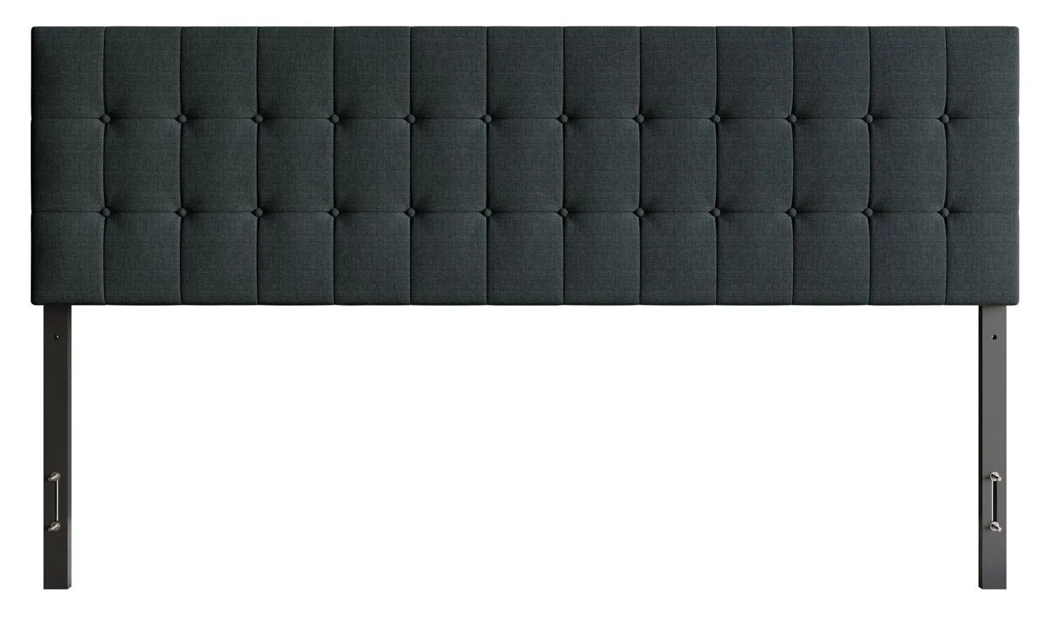 Tête de lit rembourrée Ellis en tissu anthracite avec capitonnage à boutons - format très grand lit