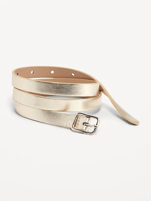 Skinny Metallic Belt For Women (0.75 Inches)